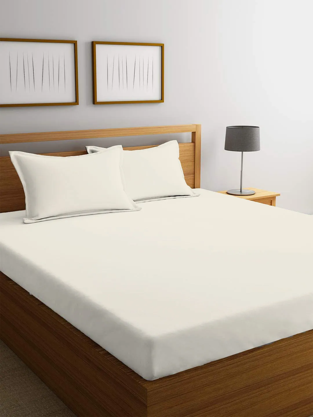 3 Piece Fitted Sheet Set Super Soft Ivory Single Size 120x200 25cm with 2 Pillow Case