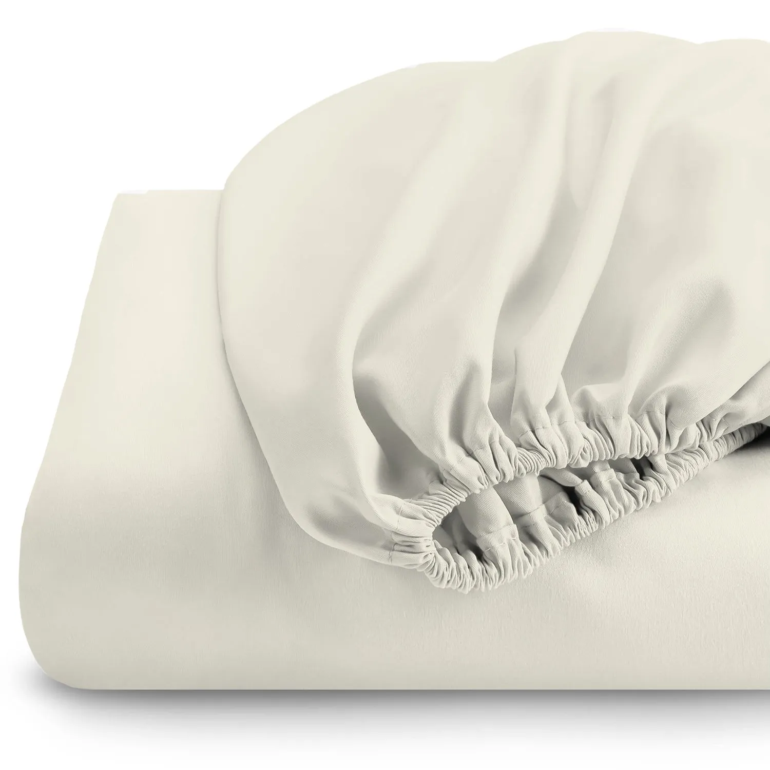 3 Piece Fitted Sheet Set Super Soft Ivory Single Size 120x200 25cm with 2 Pillow Case