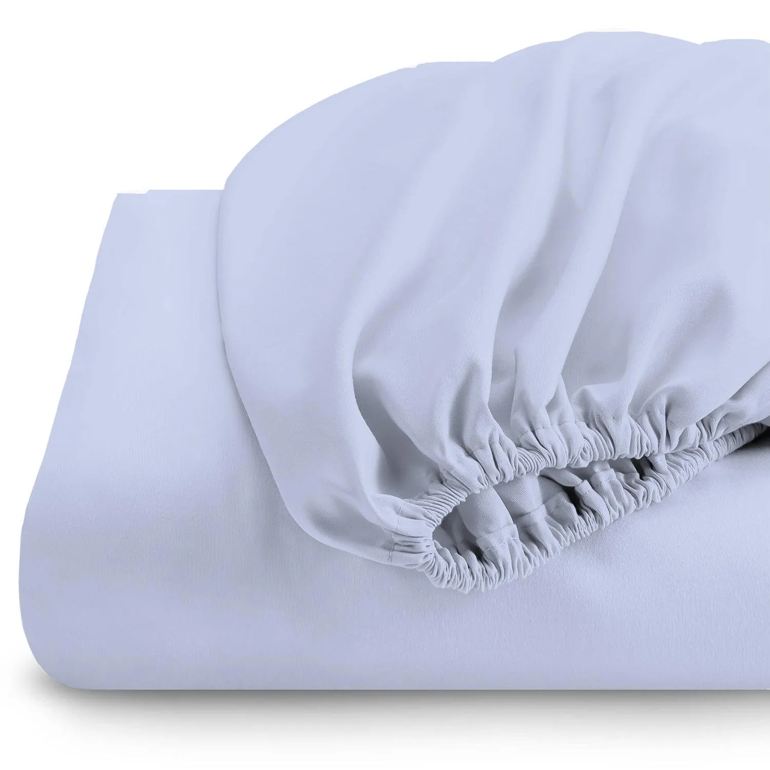 3 Piece Fitted Sheet Set Super Soft Sky Blue Single Size 90x200 30cm with 2 Pillow Case