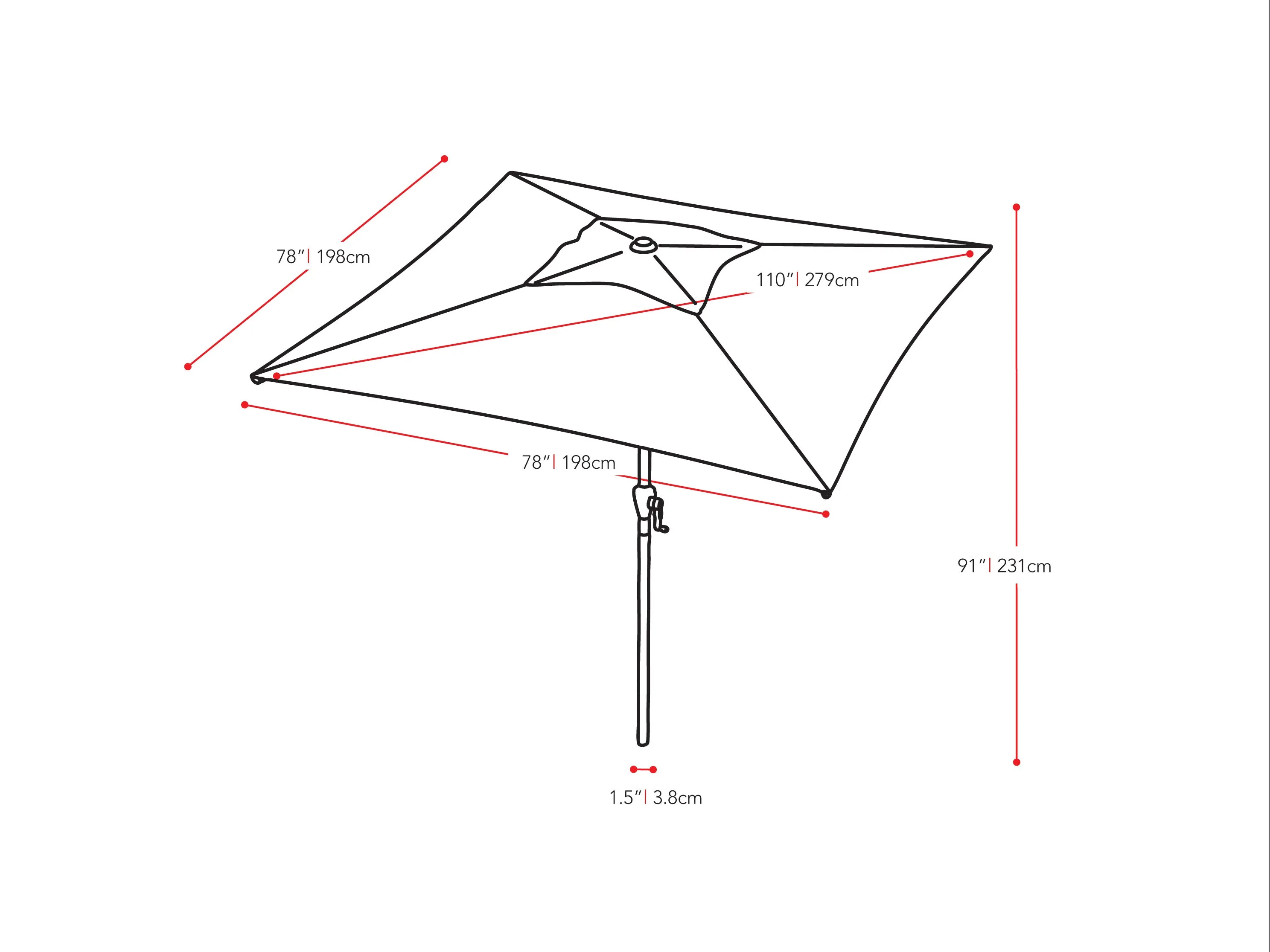 9ft Square Grey Patio Umbrella