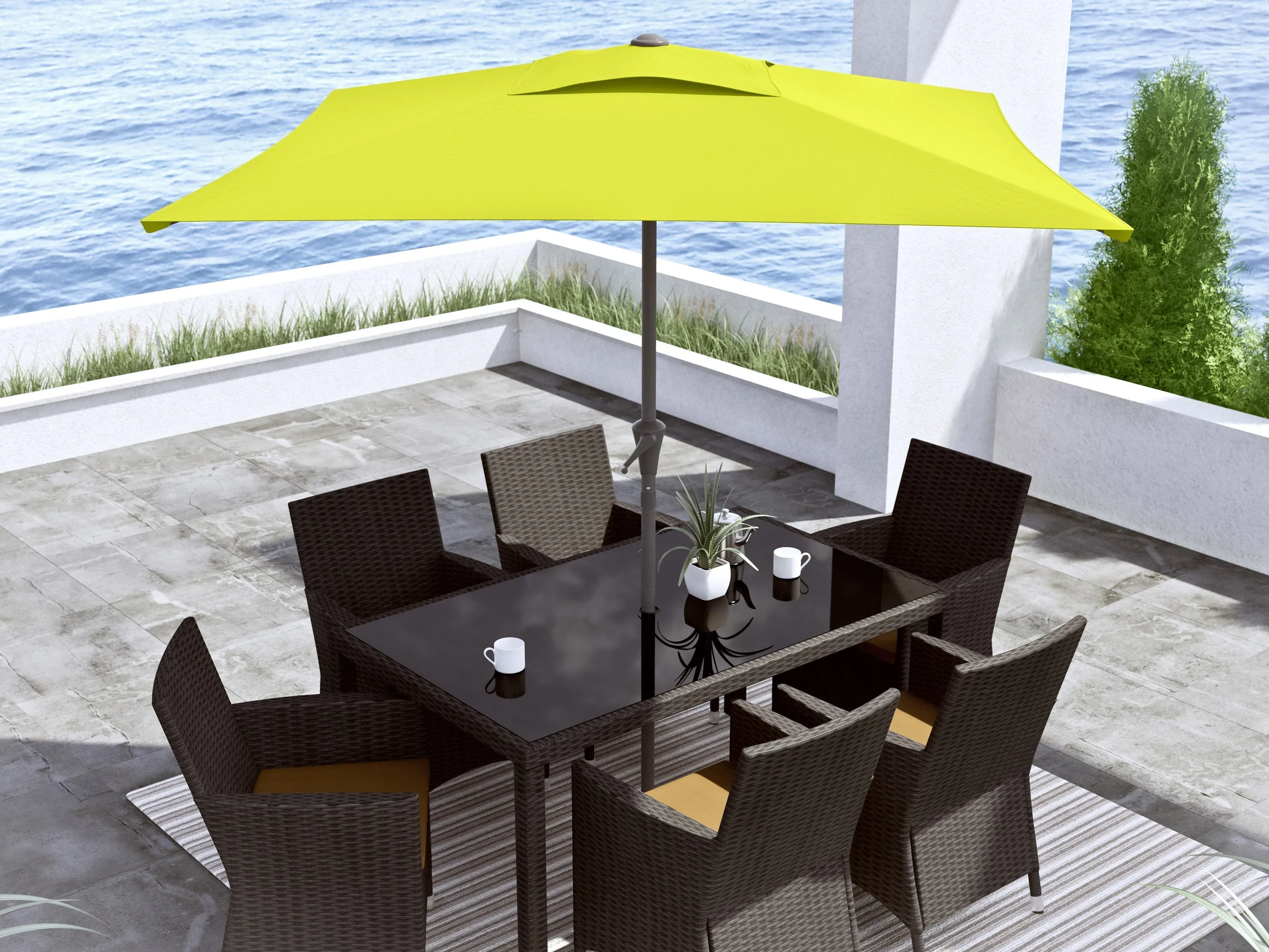 9ft Square Lime Green Patio Umbrella