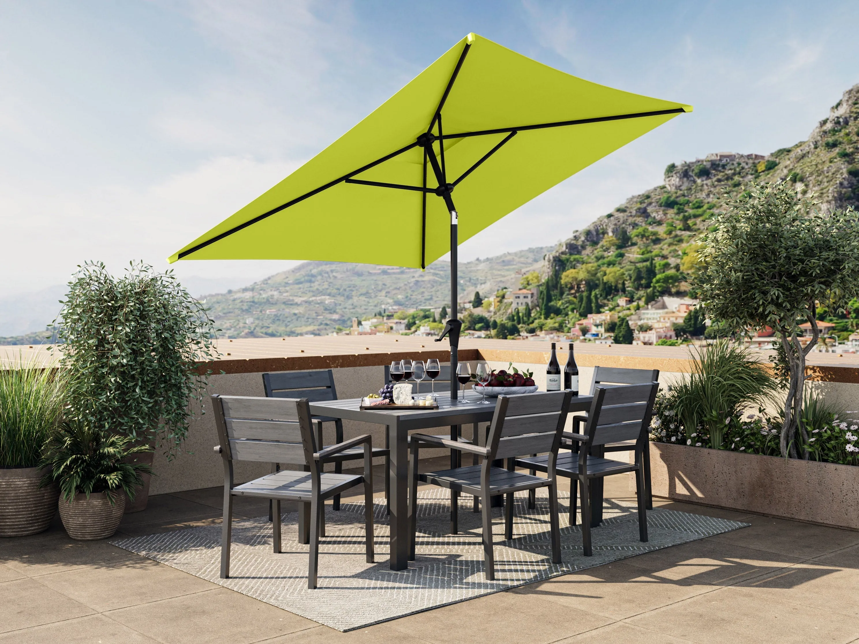 9ft Square Lime Green Patio Umbrella