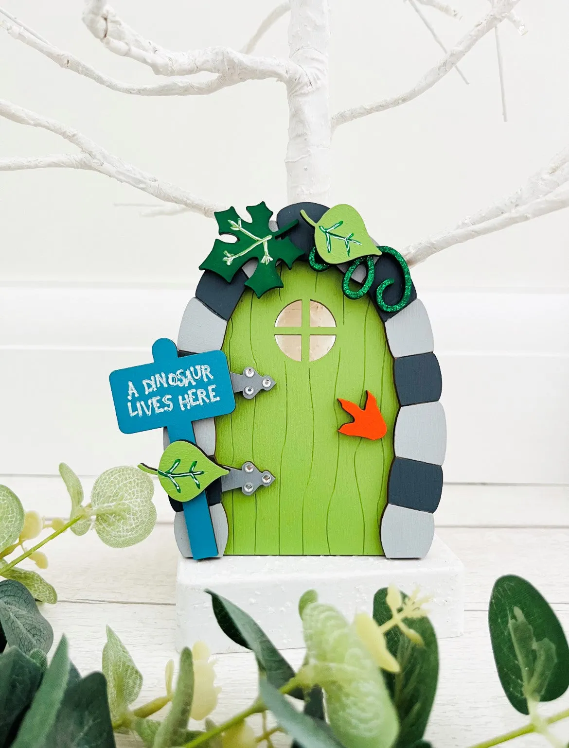 A Dinosaur Lives Here, Fairy Door Wall Decoration