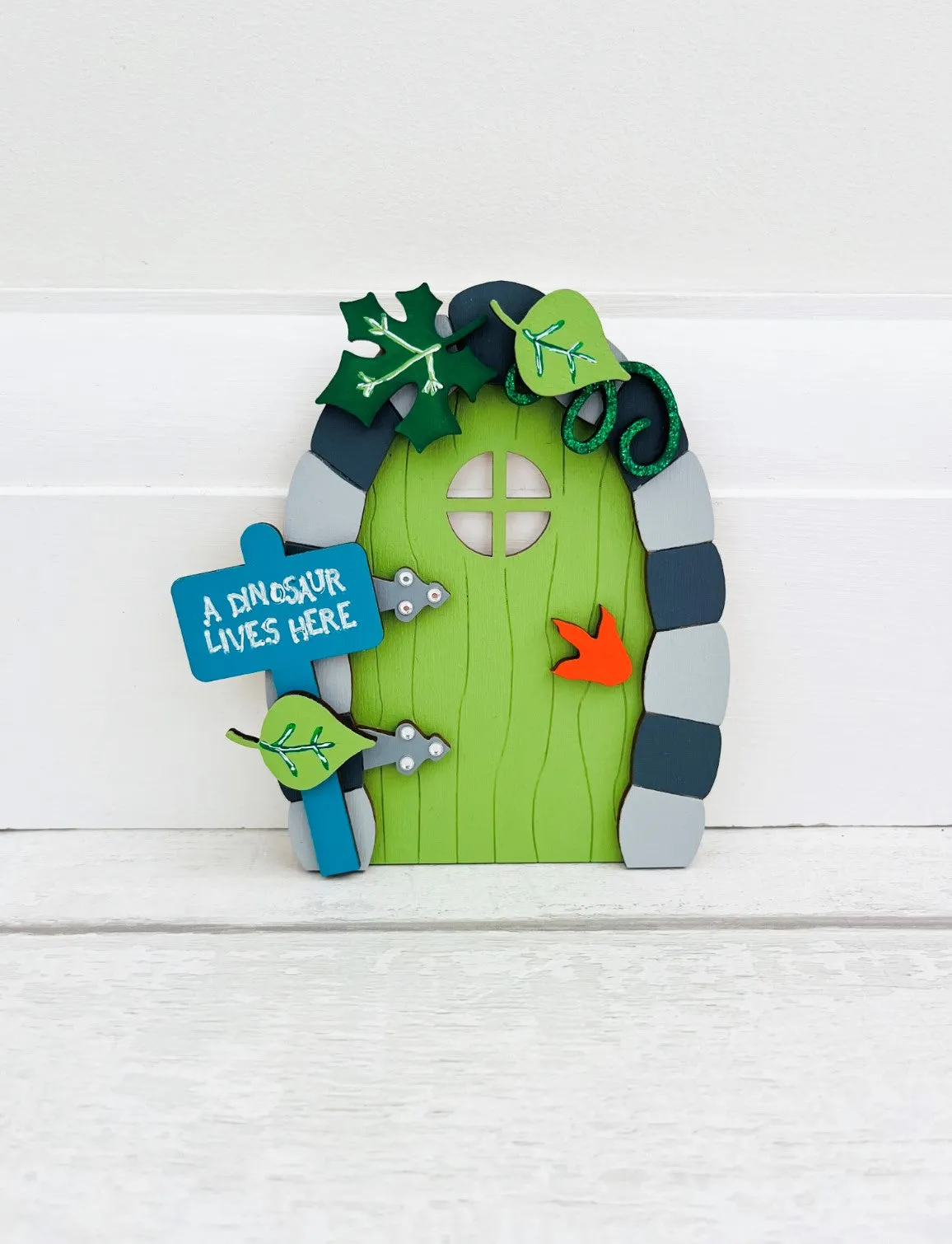 A Dinosaur Lives Here, Fairy Door Wall Decoration