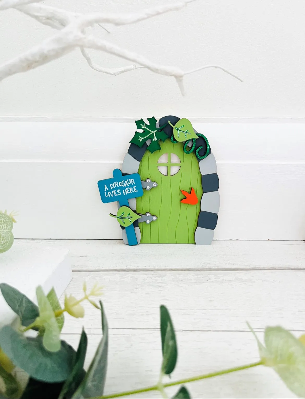 A Dinosaur Lives Here, Fairy Door Wall Decoration