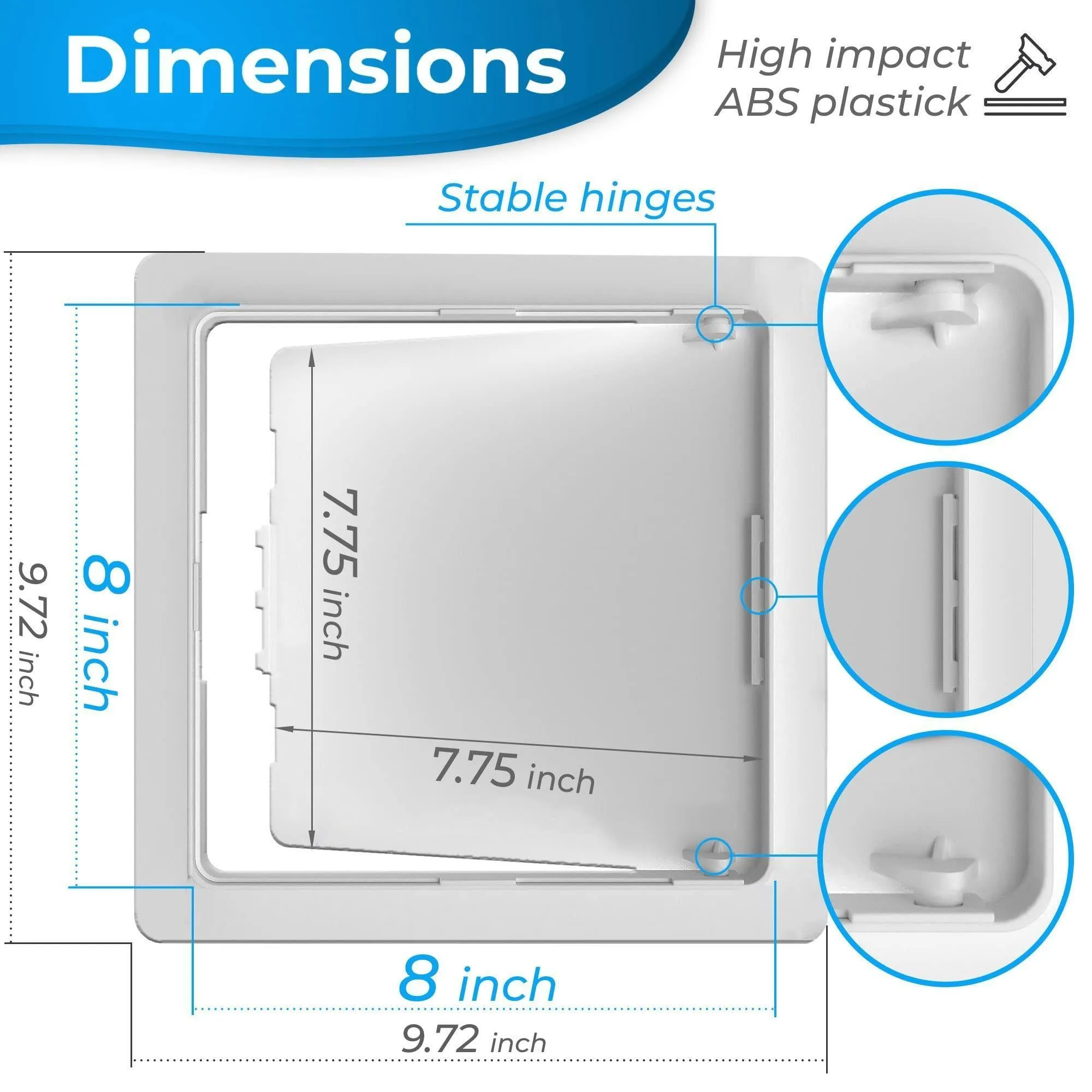 Access Panel for Drywall 8x8 inch Wall Hole Cover Access Door White Plastic Door