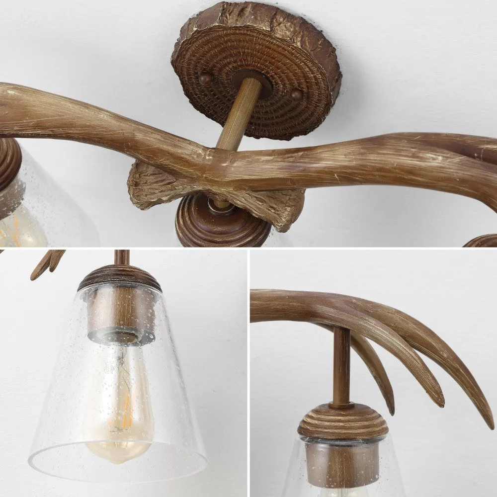allen 25.5" 3-Light Southwestern Bohemian Resin/Seeded Glass Faux Antler LED Vanity Light