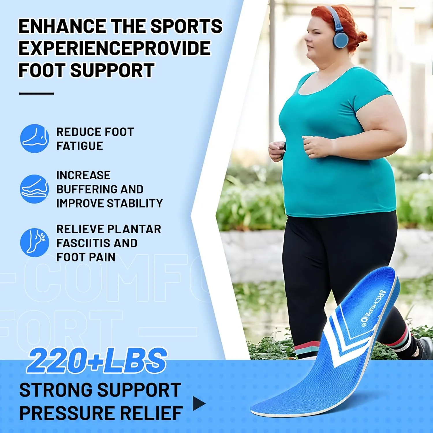 Arch Support Orthotics Insole Plantar Fasciitis Relief Flat Feet para Heel Pain overpronation Inserts Men Women 220  lbs Walk Standing All Day Work Boot Shoe Insoles (Men 7-7 1/2 | Women 9-9 1/2)
