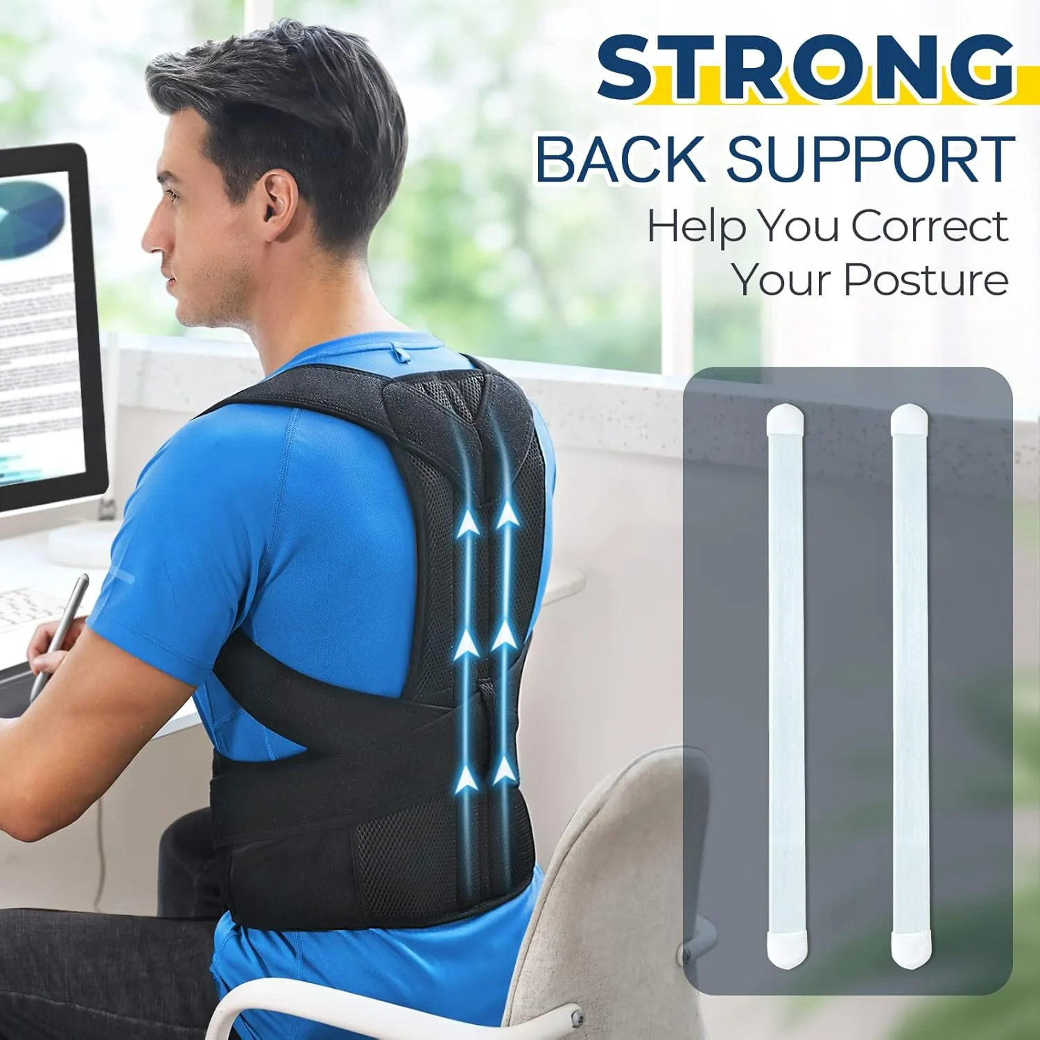 Back Brace Posture Corrector for Women and Men, Back Braces for Upper and Lower Back Pain Relief, Adjustable and Fully Back Support Improve Posture and Lumbar Support(L, 35.3"-39.5" Waist)