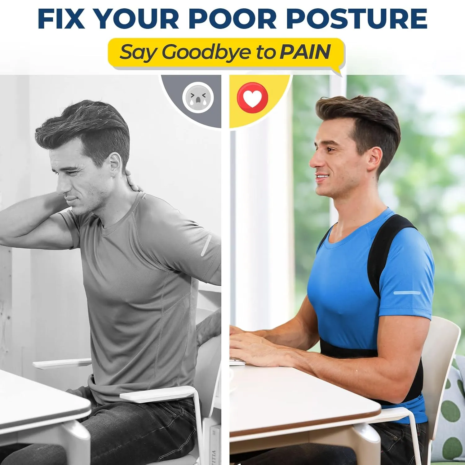 Back Brace Posture Corrector for Women and Men, Back Braces for Upper and Lower Back Pain Relief, Adjustable and Fully Back Support Improve Posture and Lumbar Support(L, 35.3"-39.5" Waist)