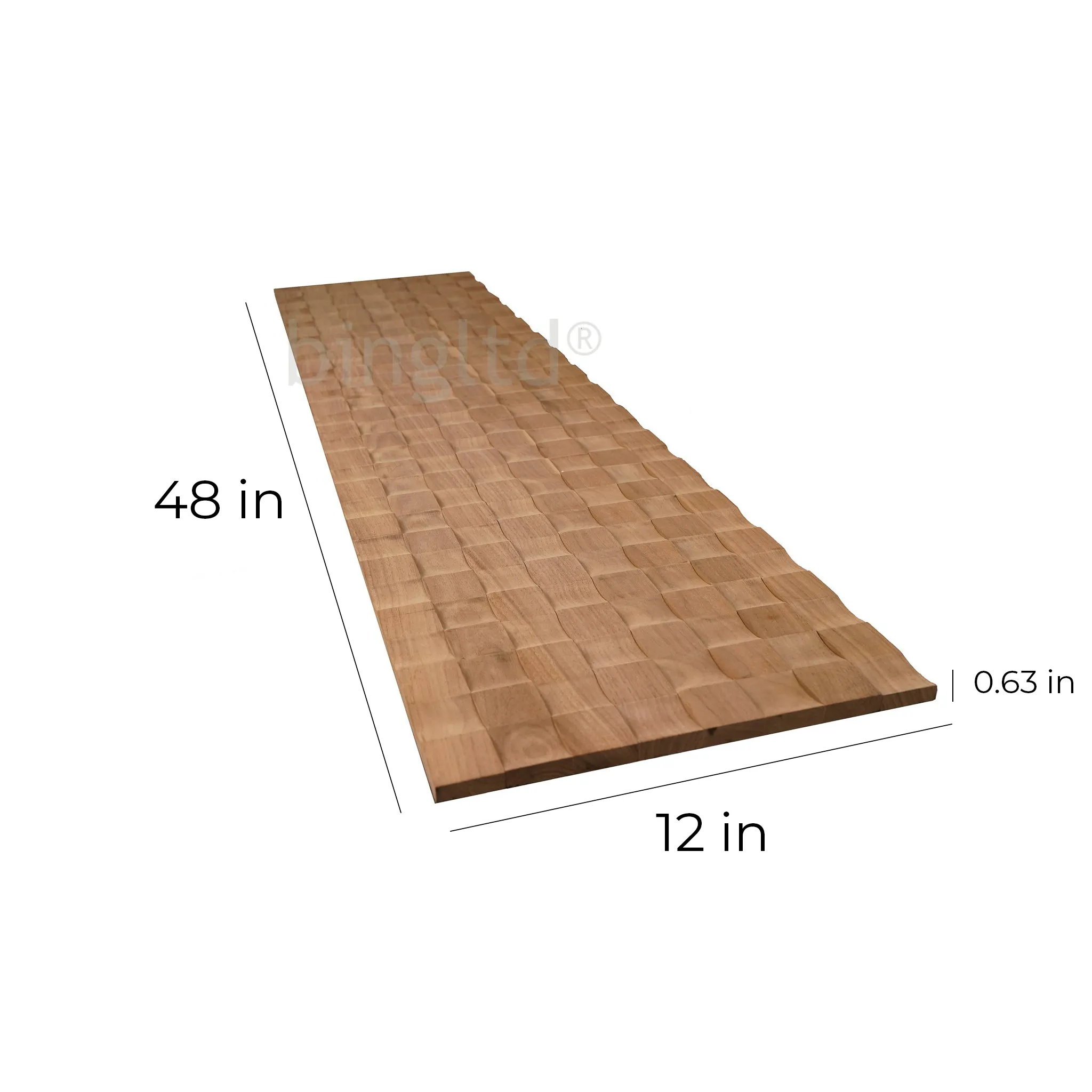 Solid Wood Tambour Panel Unfinished - 12" Wide x [36", 48", 96", 120"] Long x 1/2" Deep - Concave Design