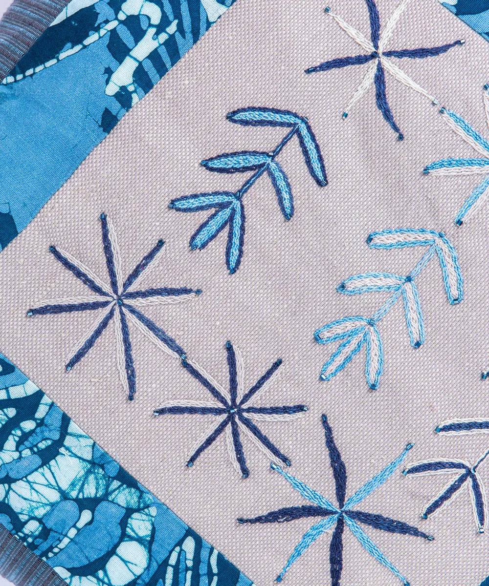 Blue Patchwork Cushion