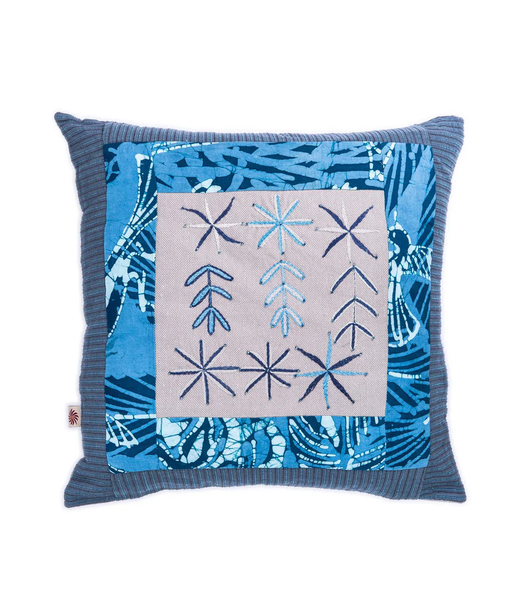 Blue Patchwork Cushion