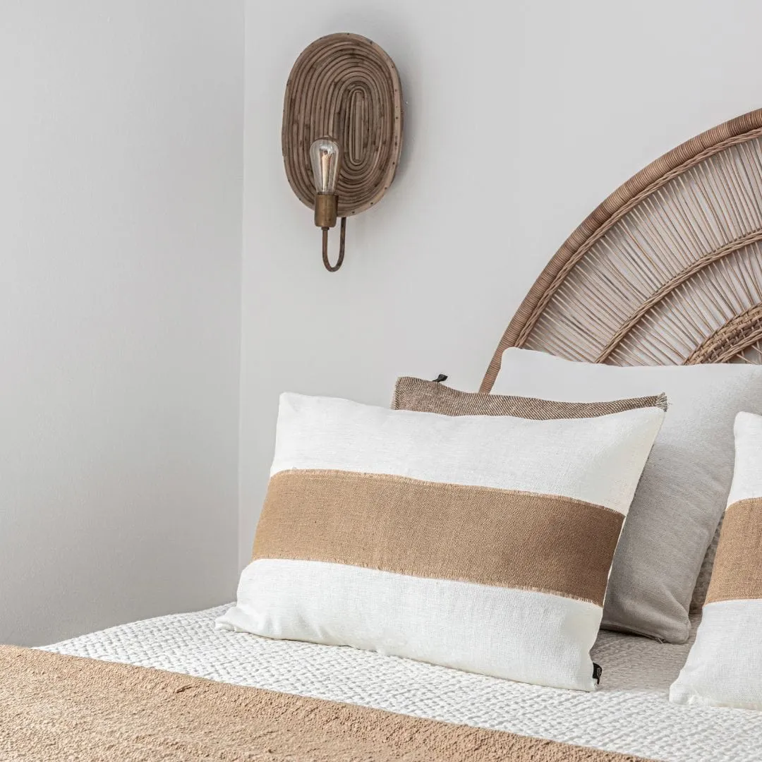 Bodrum Linen Cushion Cover | White/Tobacco 40x60 cm