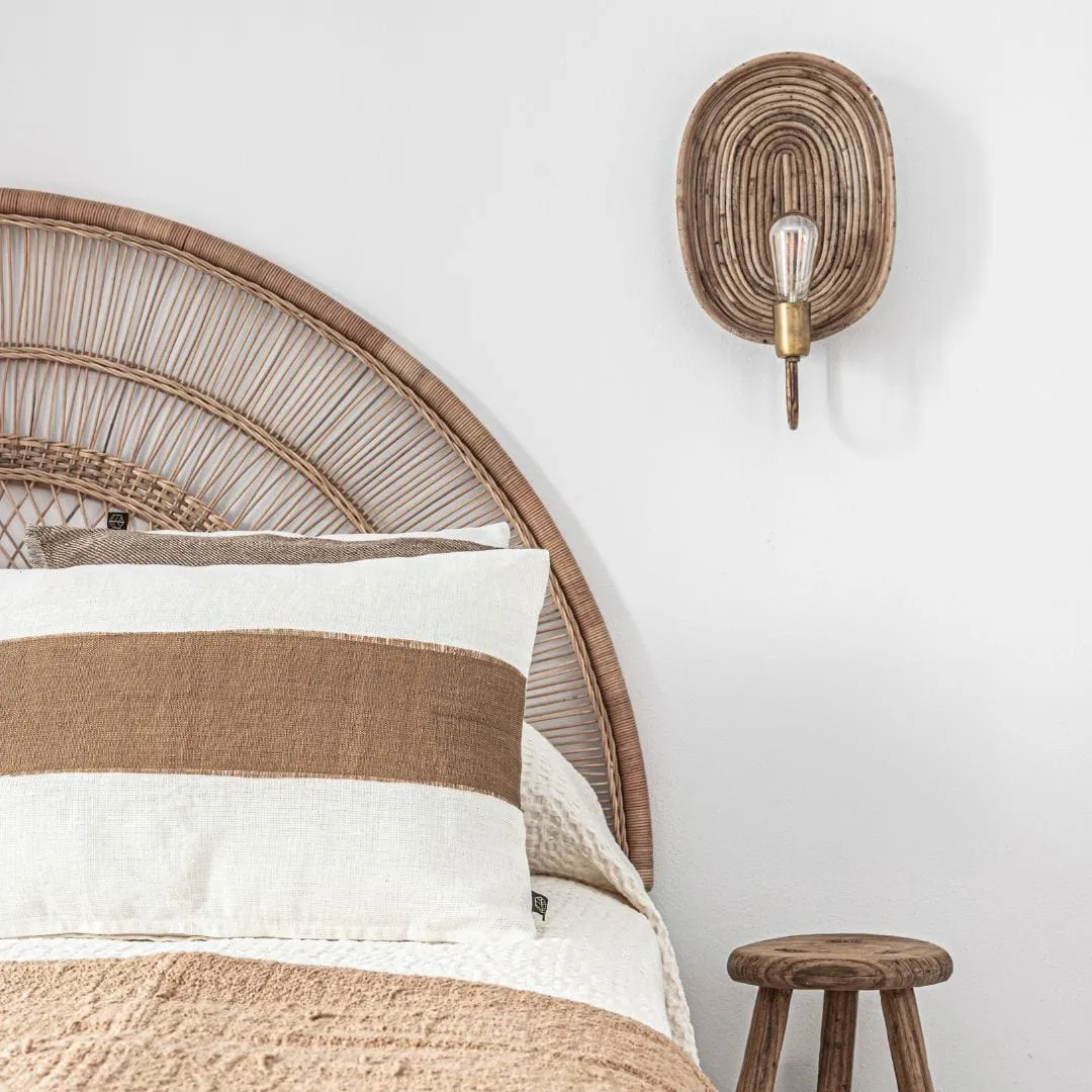 Bodrum Linen Cushion Cover | White/Tobacco 40x60 cm