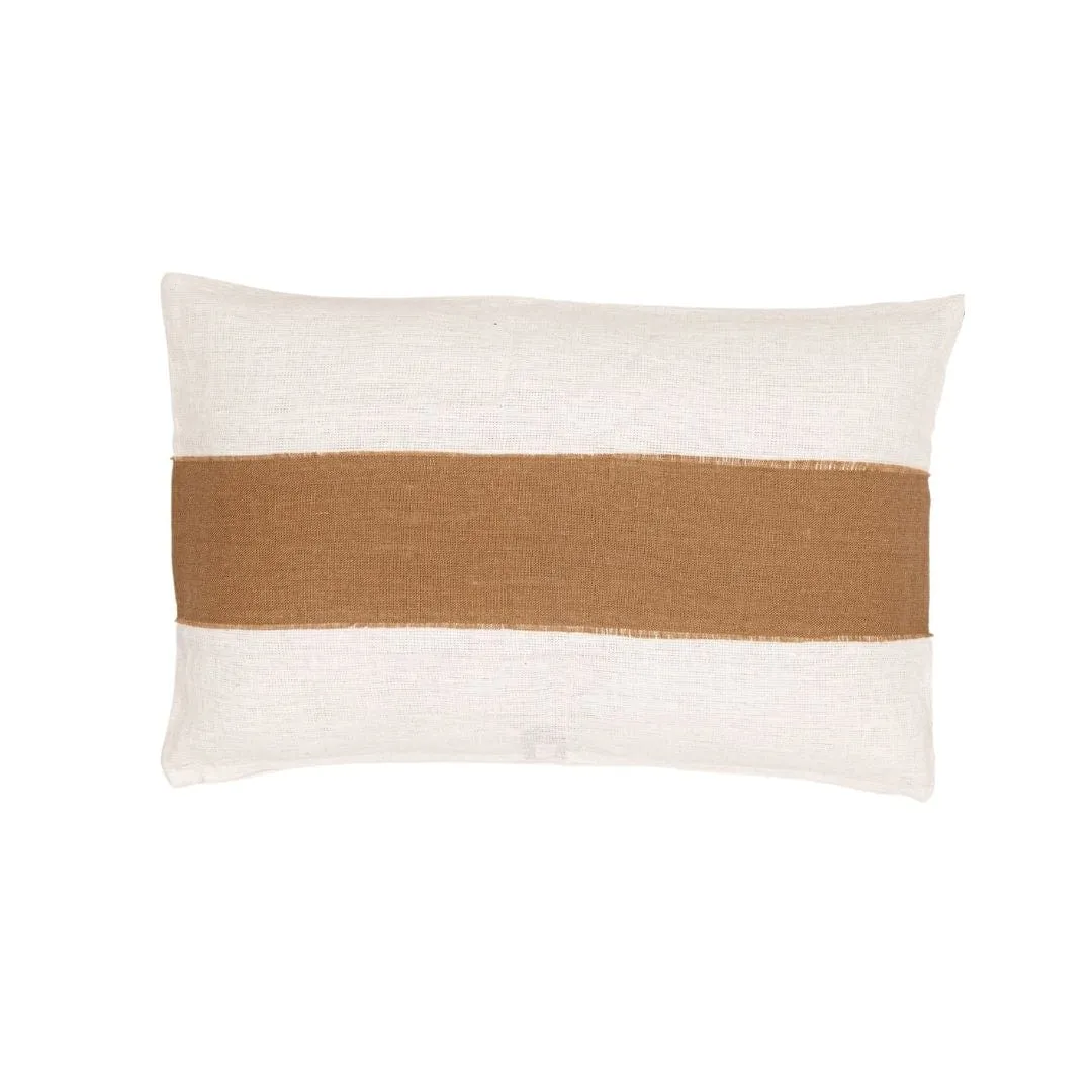 Bodrum Linen Cushion Cover | White/Tobacco 40x60 cm
