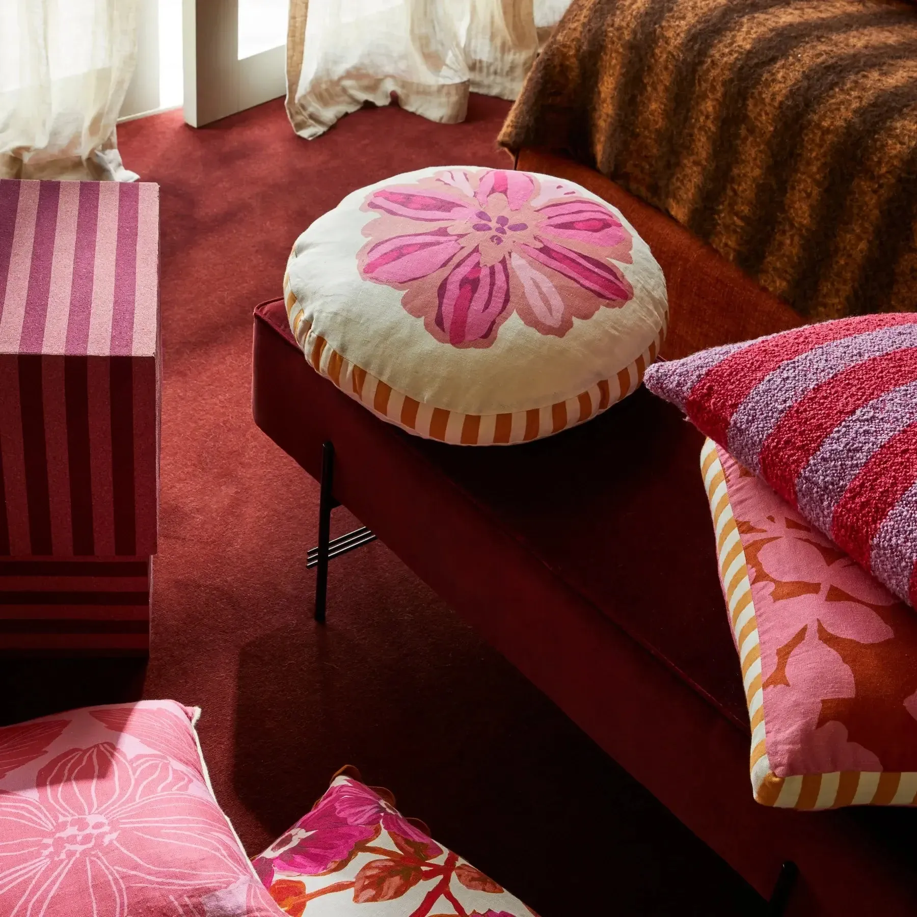 Bonnie & Neil Candy Pink Round Cushion
