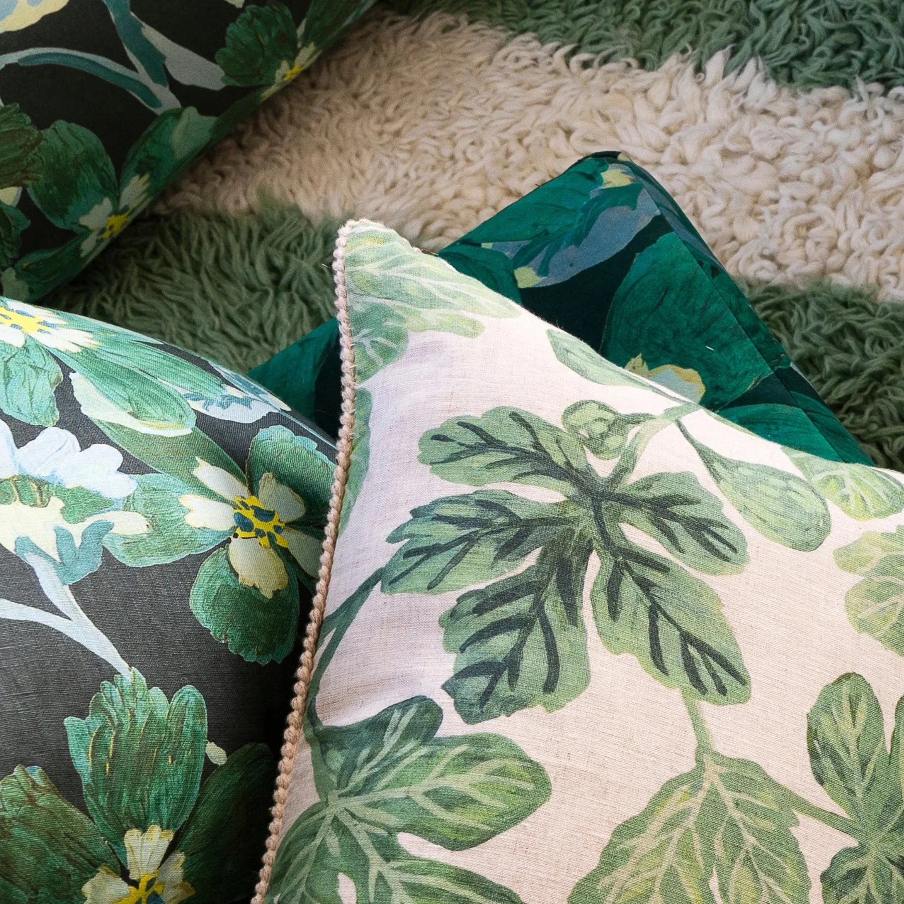 Bonnie & Neil Cosmos Green Cushion