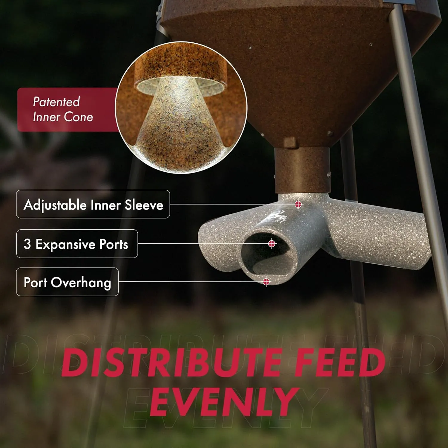 Boss Buck Hunting Game & Deer Feeder with 3 10-Inch Feed Ports and 4-Inch I.D. Openings