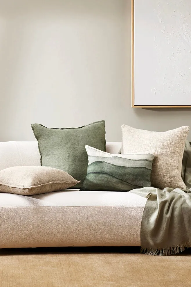 Cassia Moss Feather Inner 55x55cm  Linen Cushion