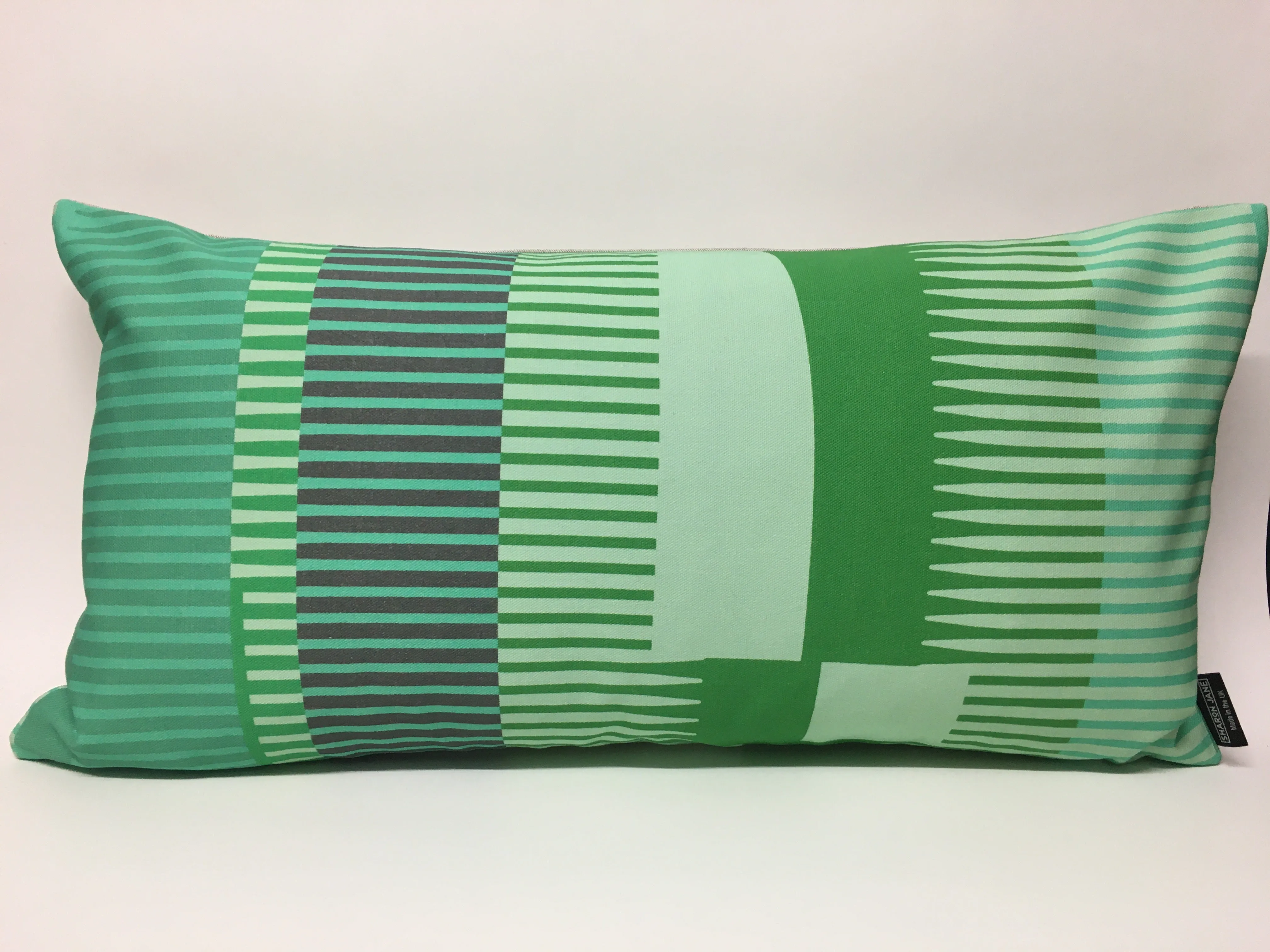 Combed Stripe Cushion - Mint, pistachio   emerald