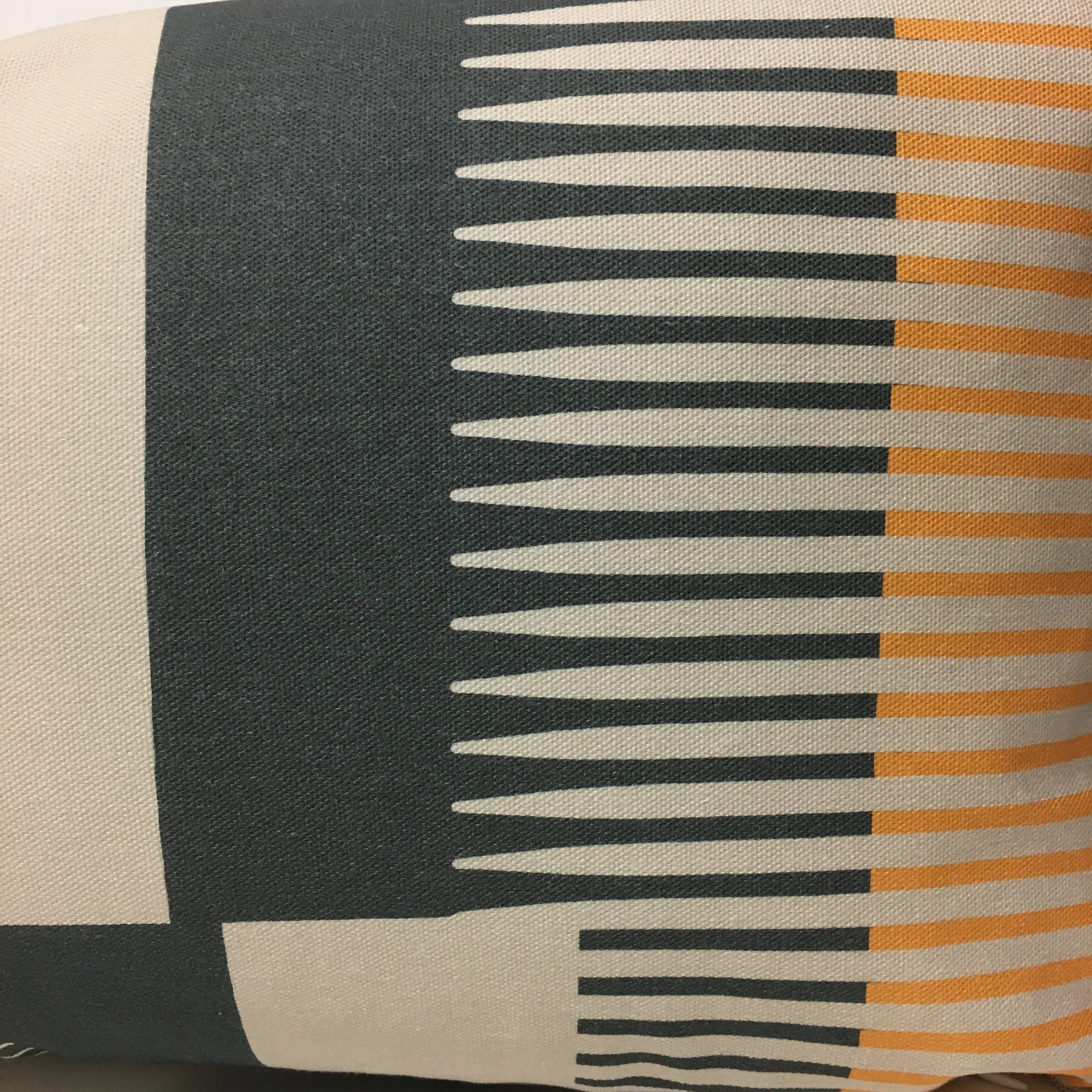 Combed Stripe Cushion - Ochre, Graphite   Mustard