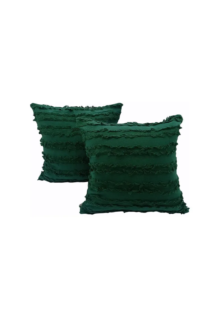 Cotton Throw Pillow Case with Horizontal Tassel