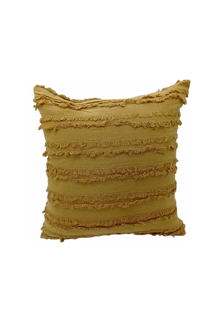 Cotton Throw Pillow Case with Horizontal Tassel