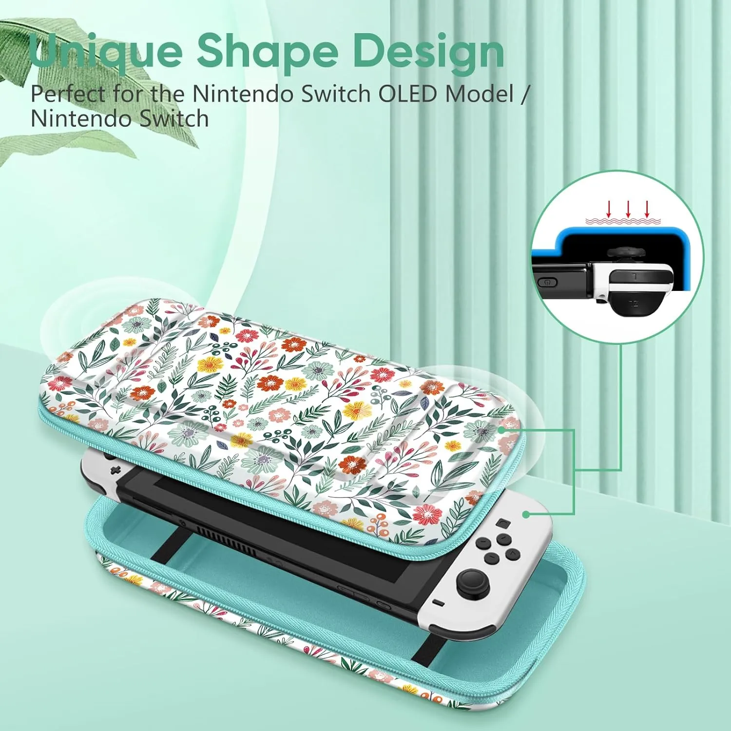 Fintie Carrying Case for Nintendo Switch OLED Model 2021/Switch 2017, [Shockproof] Hard Shell Protective Cover Travel Bag with 10 Game Card Slots & Inner Pocket