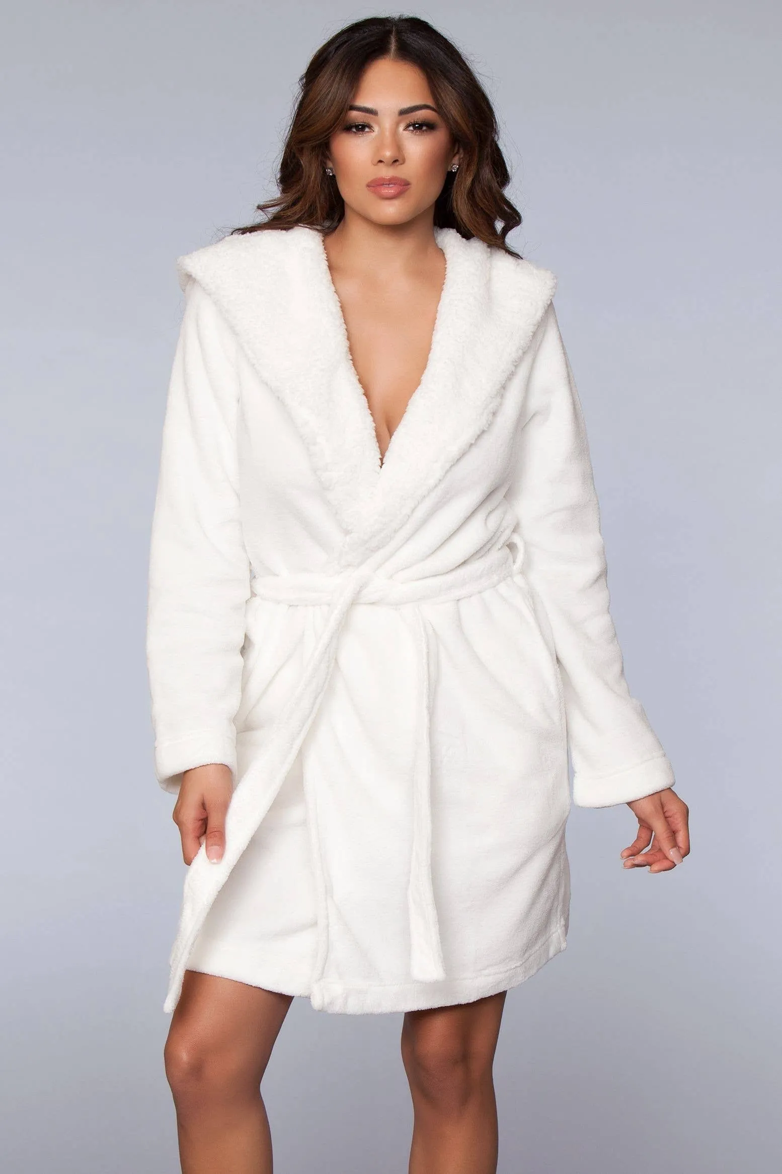 Fleece Sherpa Lined Hooded Robe