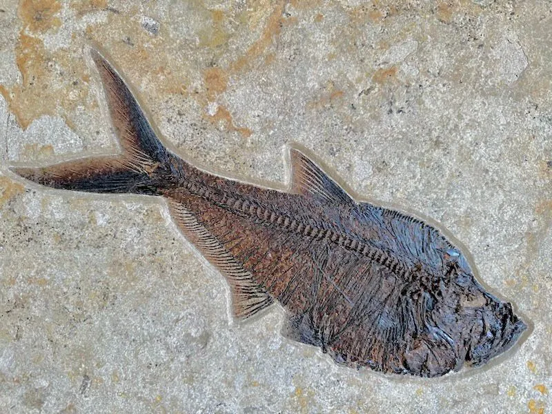 Fossil Fish Triptych with Stingray - 75 x 57 inches