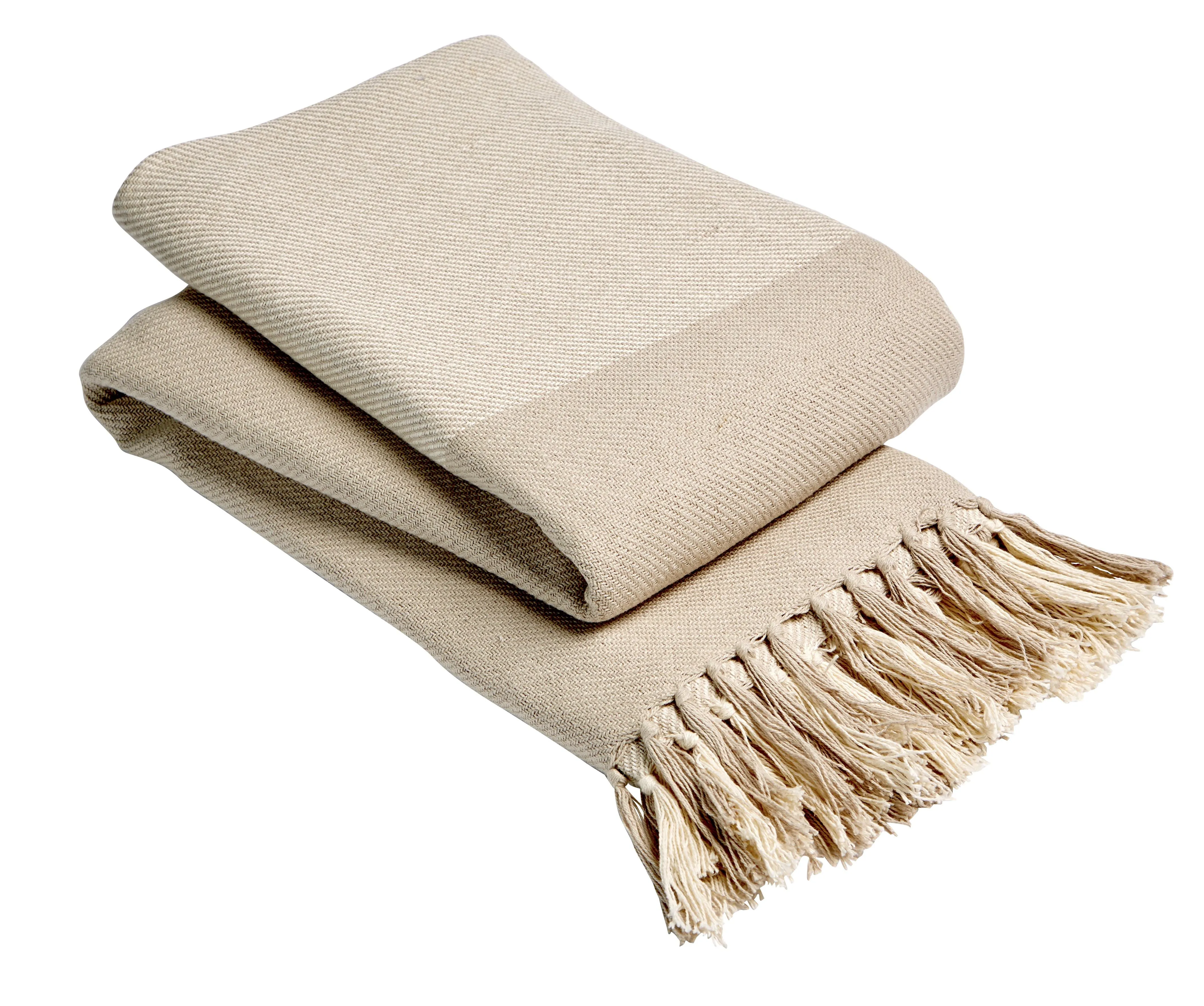 Handwoven Large Check Pure Indian Cotton Throw Blanket with Tassels Eco-Friendly Home Decor in Multiple Sizes by OLIVIA ROCCO