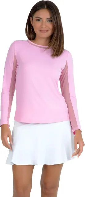 IBKUL Sun Protective UPF 50 Icefil Cooling Long Sleeve Crew Neck Top with Under Arm Mesh  83000