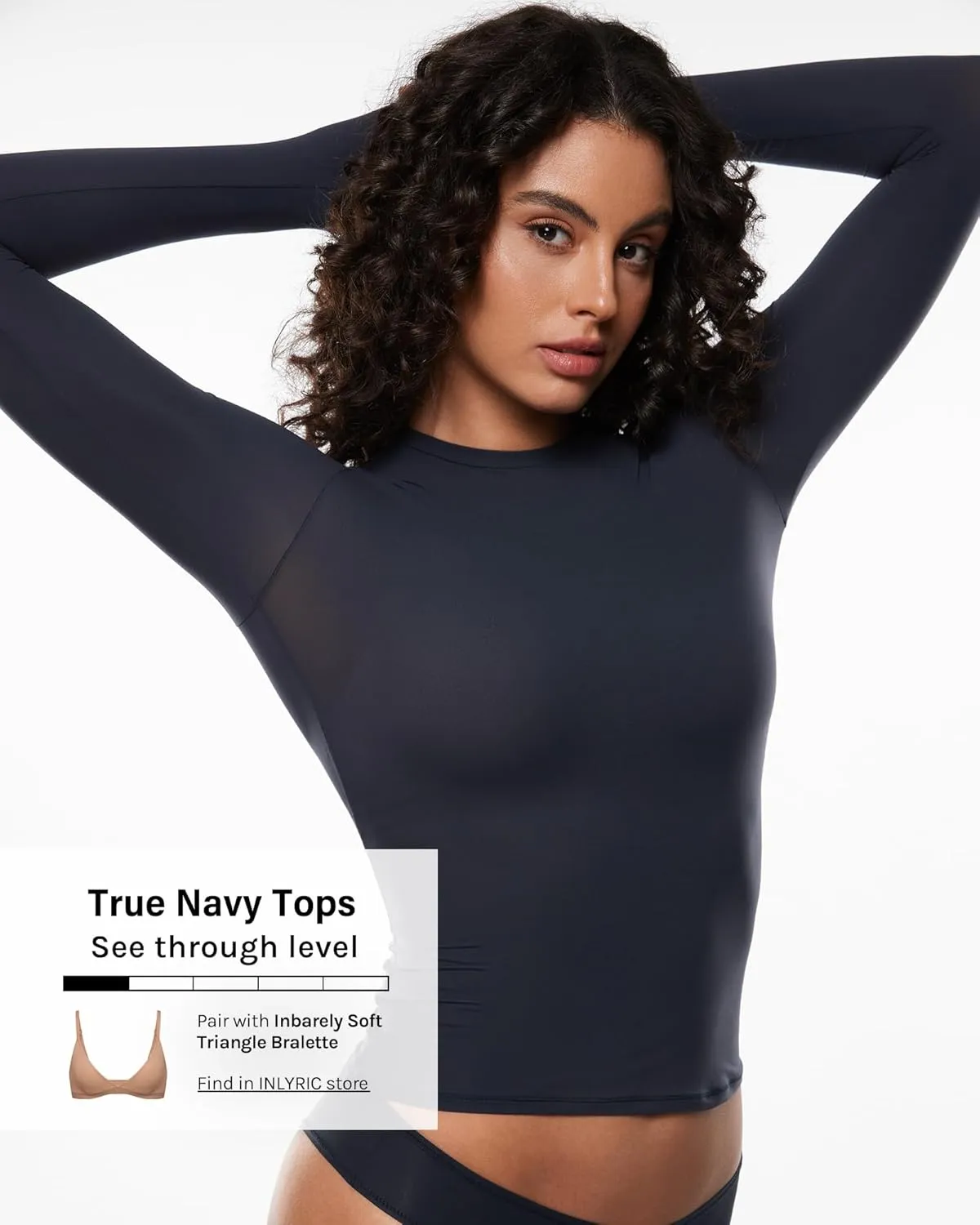 INLYRIC Women's Long Sleeve T-Shirts Crew Neck Basic Fitted Slim Crop Tops Going Out Trendy Tops Spring Tees