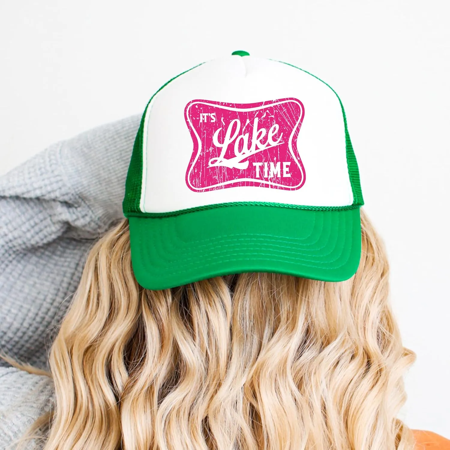 It's Lake Time Summer Classic 5 Panel Foam Front Mesh Snap Back Trucker Hat