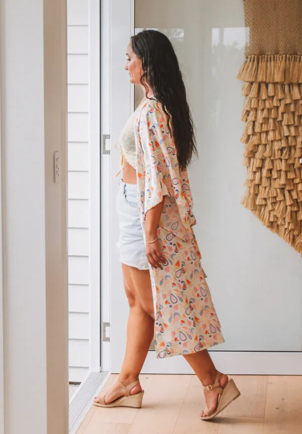 Juno Midi Robe - Pastel Paisely
