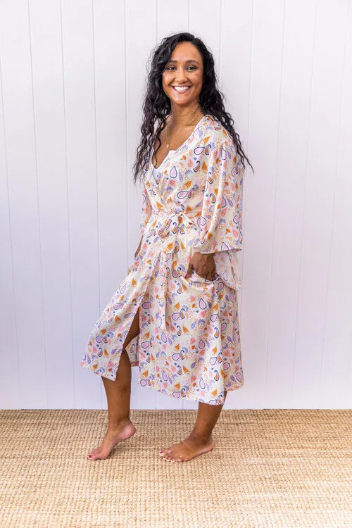 Juno Midi Robe - Pastel Paisely