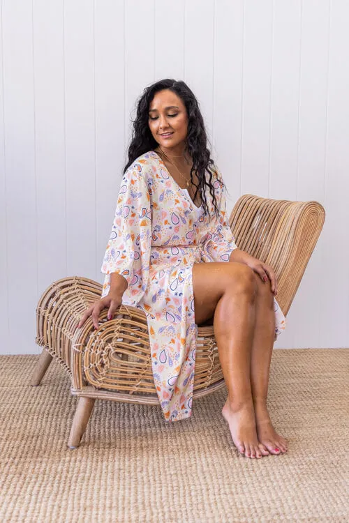 Juno Midi Robe - Pastel Paisely