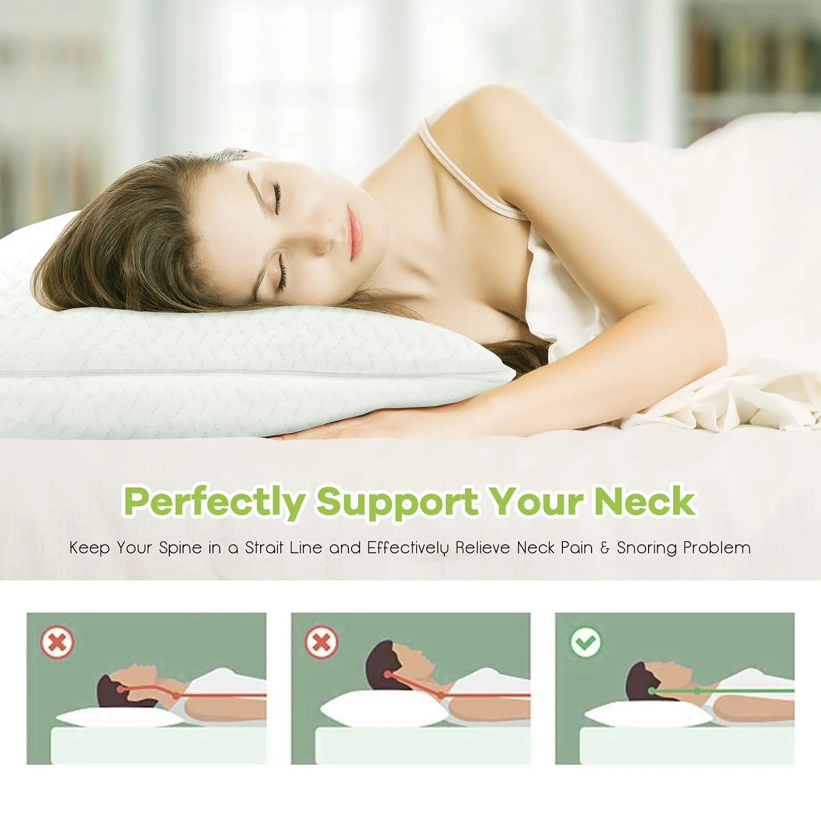 KOMFOTT 2 Pack Shredded Memory Foam Pillows