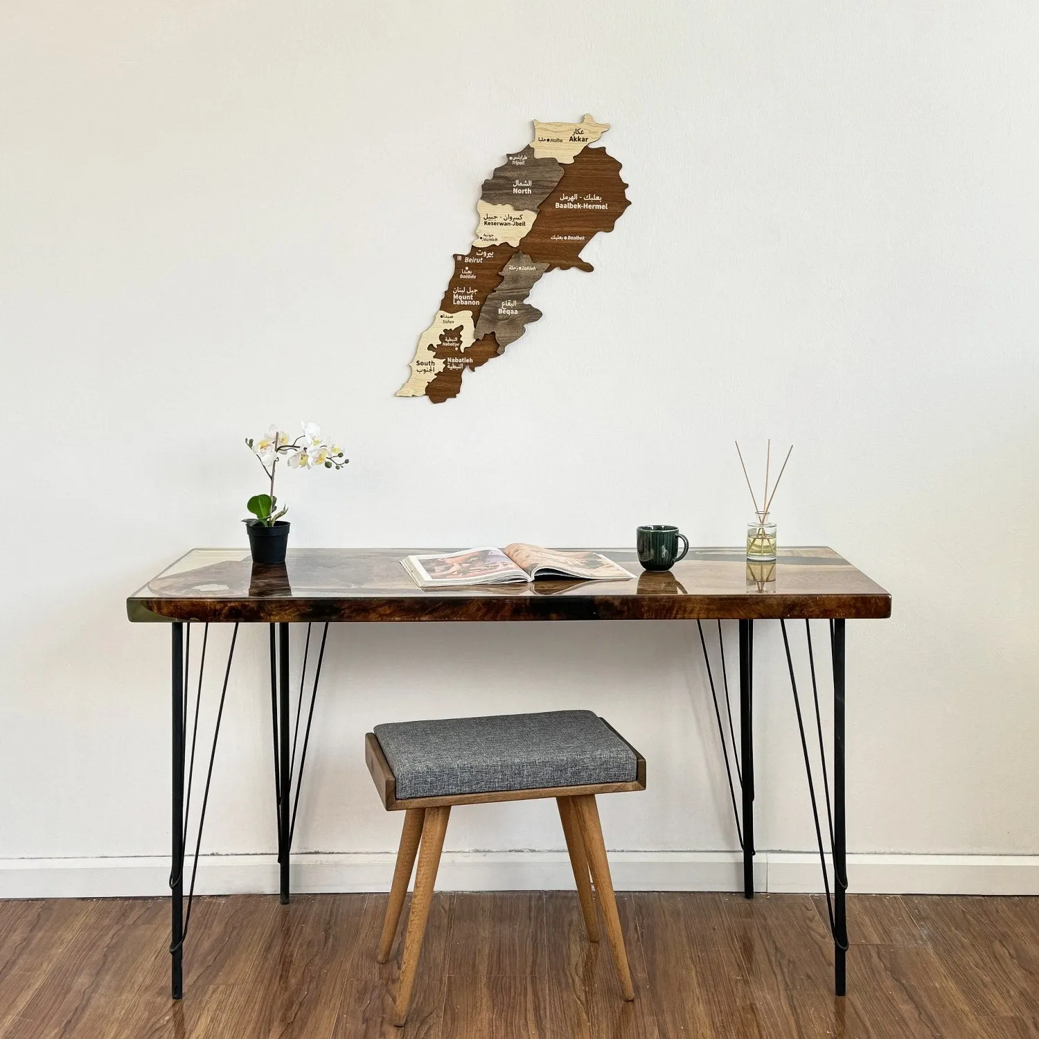 Lebanon Wooden Wall Map, Wood Islamic Wall Art Decor