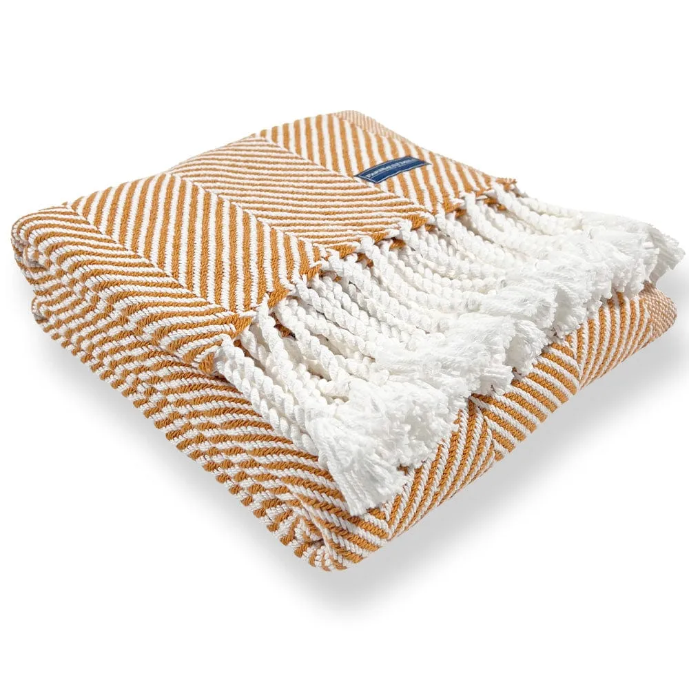 Monhegan Cotton Throw With Fringe - Golden Ochre