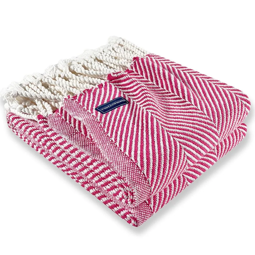 Monhegan Cotton Throw With Fringe - Rosy