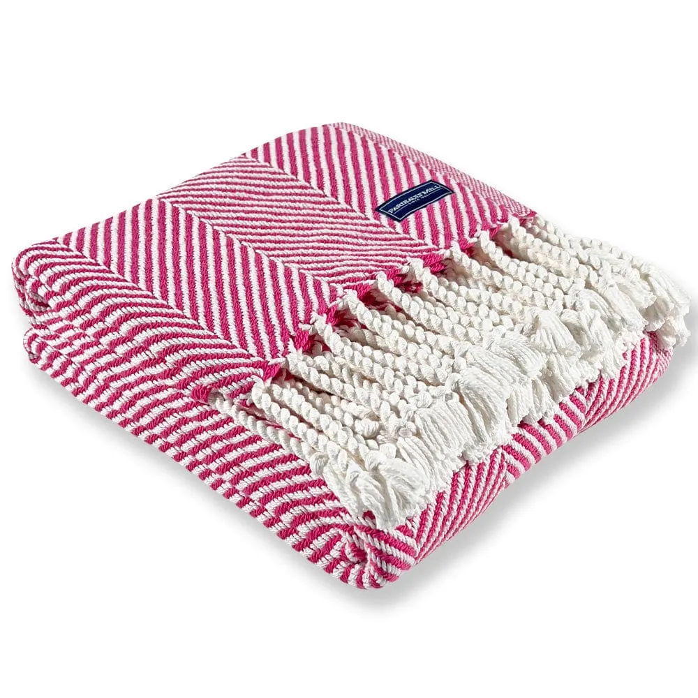 Monhegan Cotton Throw With Fringe - Rosy
