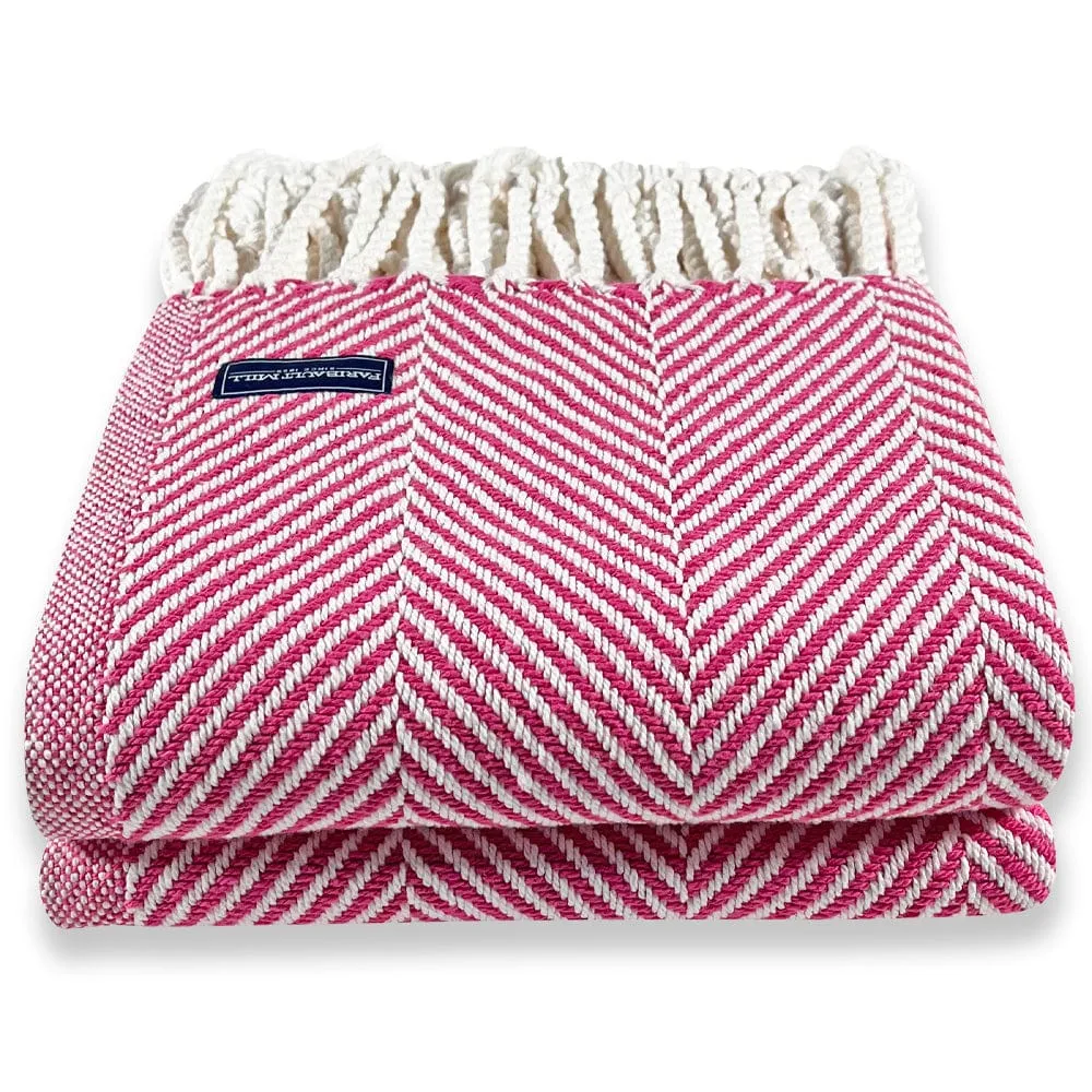 Monhegan Cotton Throw With Fringe - Rosy