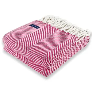 Monhegan Cotton Throw With Fringe - Rosy