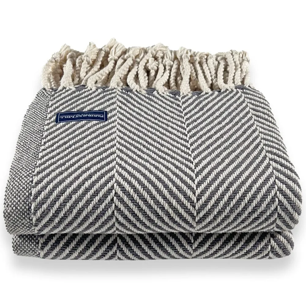 Monhegan Cotton Throw With Fringe - Slate