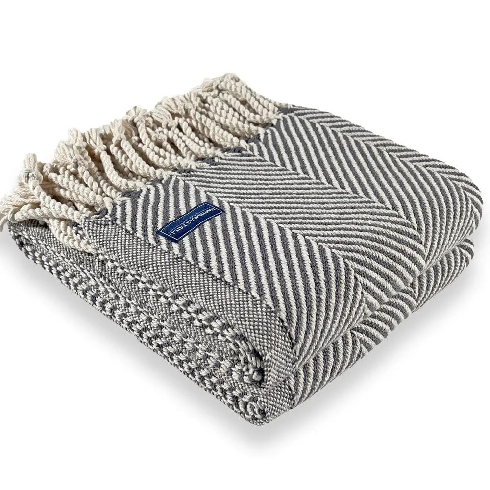 Monhegan Cotton Throw With Fringe - Slate