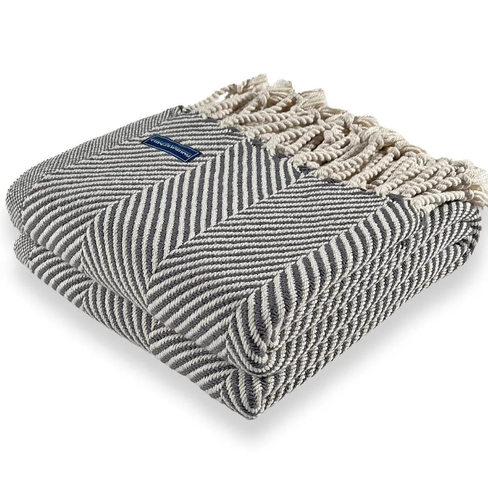 Monhegan Cotton Throw With Fringe - Slate