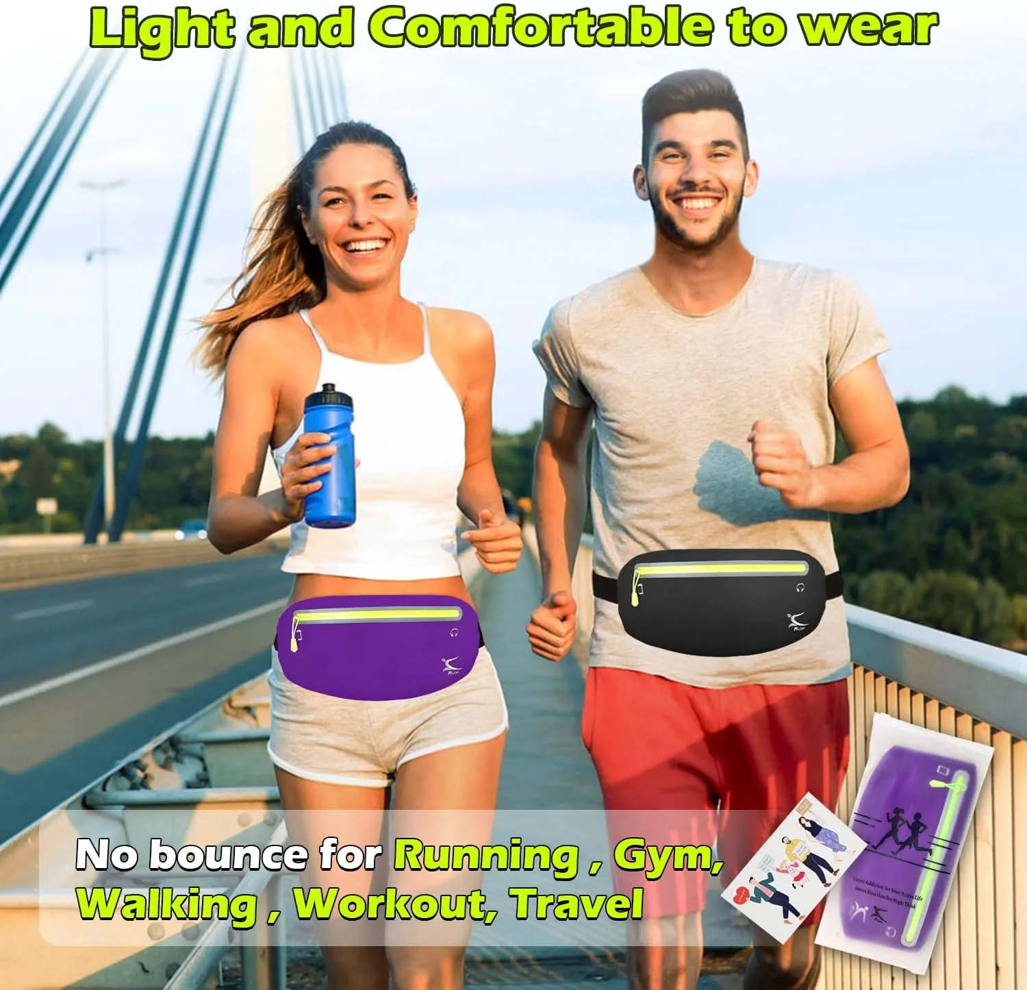 Running Belt Phone Holder, Mothers Day Gifts for Mom Wife Her Teens, Money Belt bag, Flat Fanny Packs for Women Men, Workout Gear Accessories, Waist pouch for Runners, Walking, Travel, Gym, Exercise