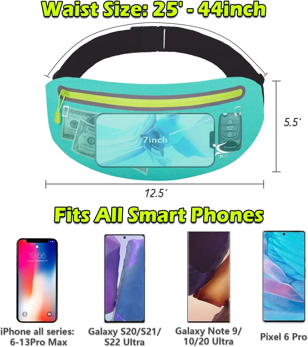 Running Belt Phone Holder, Mothers Day Gifts for Mom Wife Her Teens, Money Belt bag, Flat Fanny Packs for Women Men, Workout Gear Accessories, Waist pouch for Runners, Walking, Travel, Gym, Exercise